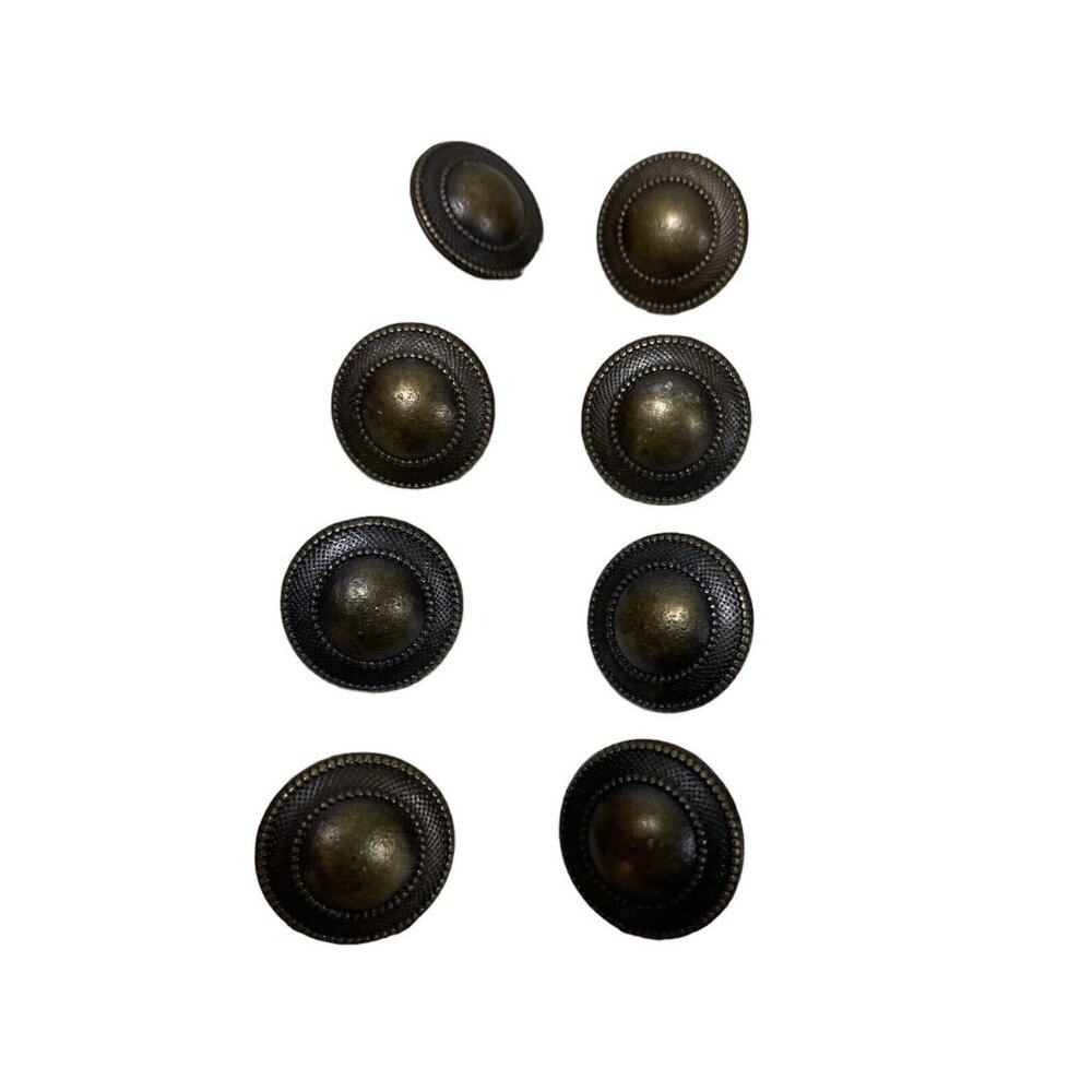 Lot of 8 Buttons 5/8 in Brass Metal Shank Disks Hat Shapes Crafts Sewing